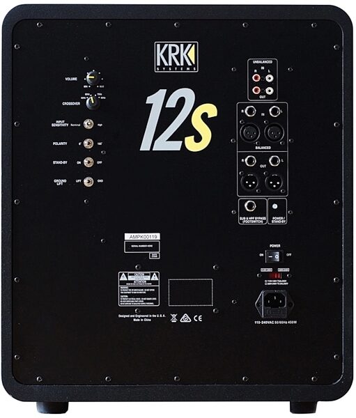 KRK 12s2 Powered Studio Monitor Subwoofer, Back
