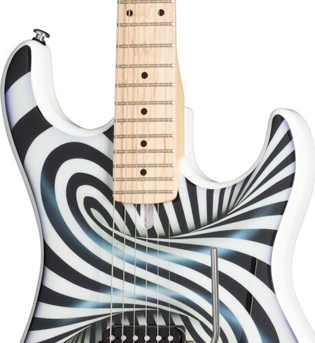 Kramer The 84 EVH Custom Graphics D-Tuna Electric Guitar (with Gig Bag), The Illusionist, Custom Graphics, Blemished, Action Position Back