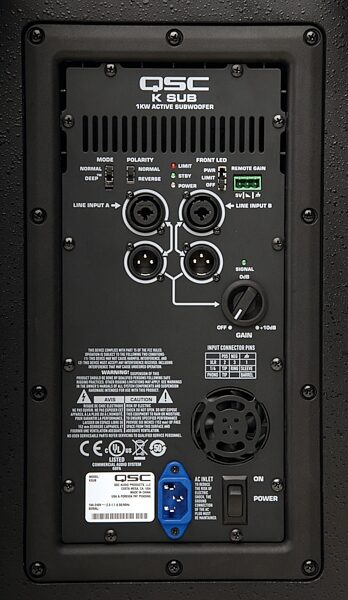 QSC KSub Powered Subwoofer (1000 Watts, 2x12"), Amp