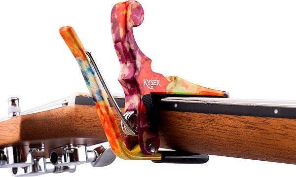 Kyser Quick-Change Ukulele Capo, Hawaiian Lei, Action Position Back