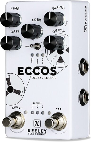 Keeley ECCOS Delay and Looper Pedal, New, Action Position Back