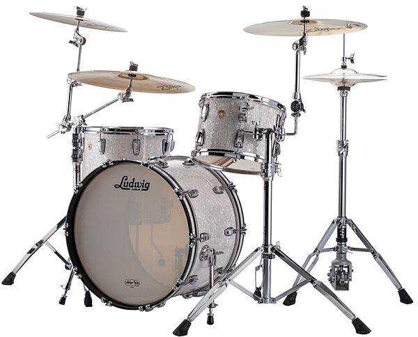 Ludwig L8323AX Classic Maple Drum Shell Kit, 3-Piece, White Marine Pearl Angle