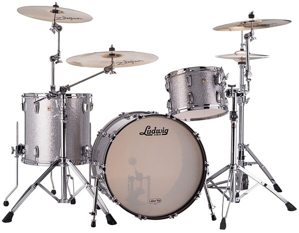 Ludwig L8323AX Classic Maple Drum Shell Kit, 3-Piece, Silver Sparkle