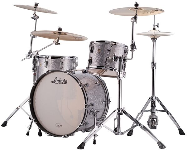 Ludwig L8323AX Classic Maple Drum Shell Kit, 3-Piece, Silver Sparkle 1