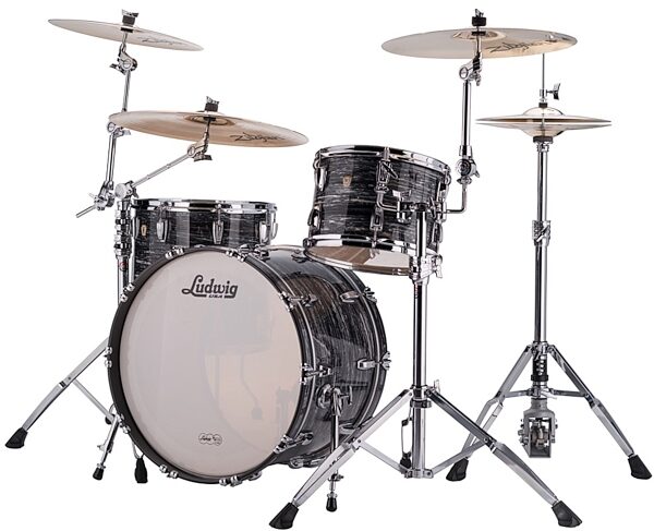 Ludwig L8323AX Classic Maple Drum Shell Kit, 3-Piece, Vintage Black Oyster Pearl 1