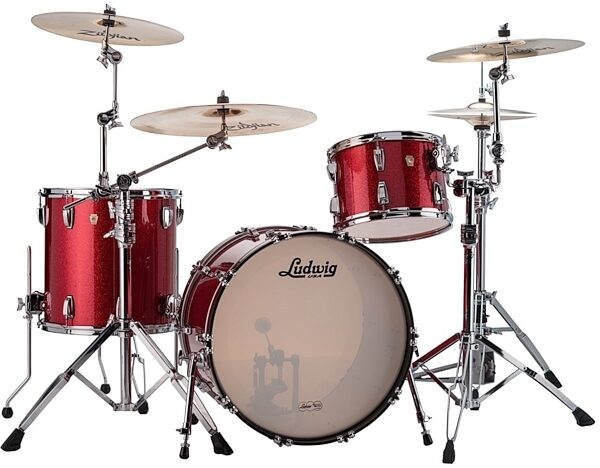 Ludwig L8323AX Classic Maple Drum Shell Kit, 3-Piece, Red Sparkle