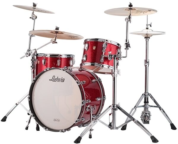 Ludwig L8323AX Classic Maple Drum Shell Kit, 3-Piece, Red Sparkle Angle