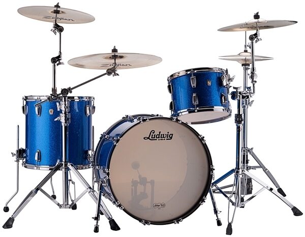 Ludwig L8323AX Classic Maple Drum Shell Kit, 3-Piece, Blue Sparkle