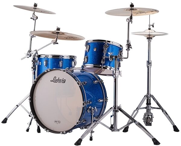 Ludwig L8323AX Classic Maple Drum Shell Kit, 3-Piece, Blue Sparkle 2