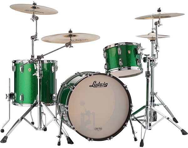 Ludwig L8323AX Classic Maple Drum Shell Kit, 3-Piece, Green Sparkle