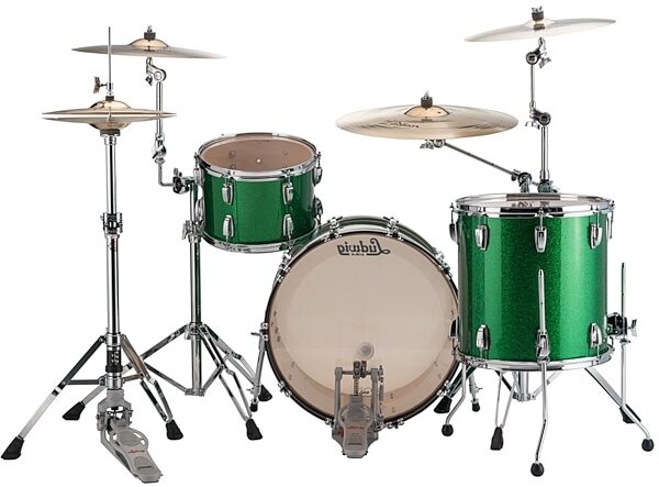 Ludwig L8323AX Classic Maple Drum Shell Kit, 3-Piece, Green Sparkle Rear