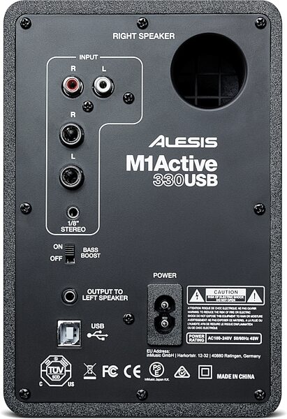 Alesis M1Active 330 USB Powered Studio Monitors, Rear detail Control Panel-