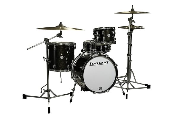 Ludwig LC179X Breakbeats Questlove Compact Drum Shell Kit, 4-Piece, Black Sparkle