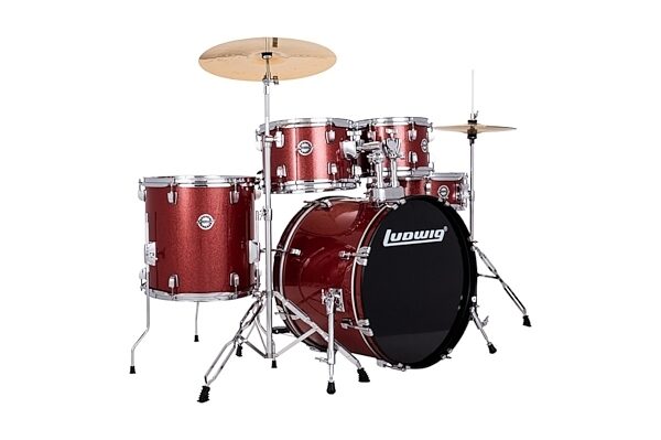 Ludwig LC195 Accent Drive Complete Drum Set, 5-Piece, Red Sparkle, main