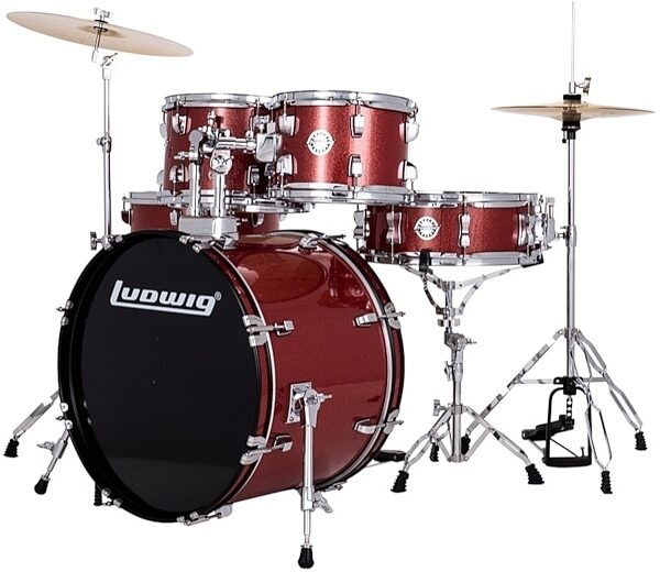 Ludwig LC195 Accent Drive Complete Drum Set, 5-Piece, Red Sparkle, view