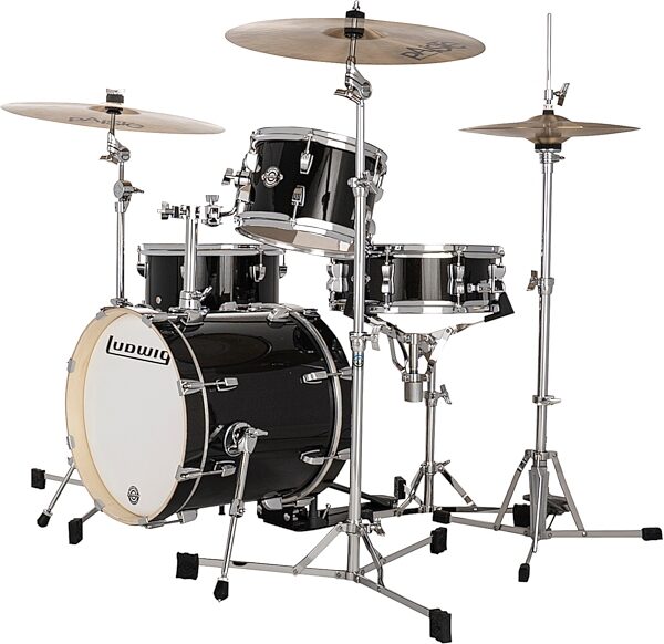 Ludwig LC279 Breakbeats Drum Shell Kit, 4-Piece, Black Sparkle, Action Position Back