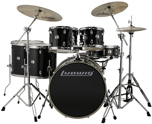 Ludwig Element Evo Complete Drum Kit (6-Piece), Black Sparkle View 1