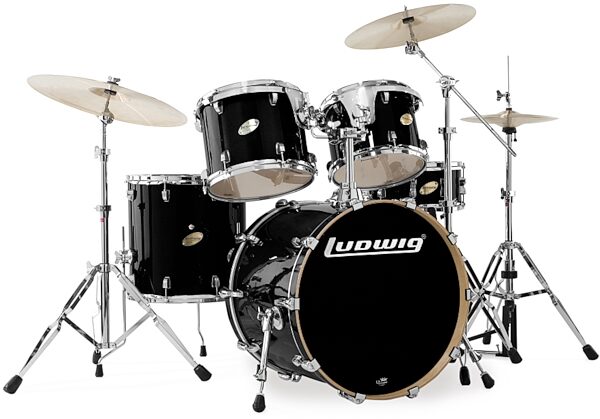 Ludwig LC325E Accent 5-Piece CS Custom Elite Power Drum Kit, Black