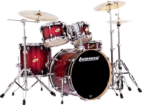 Ludwig LC425GL Accent Custom Elite Power 5-Piece Drum Kit, Cherry Burst