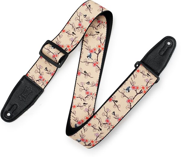Levy's Polyester Guitar Strap, Cherry Trees and Birds, MPD2-115, Action Position Back