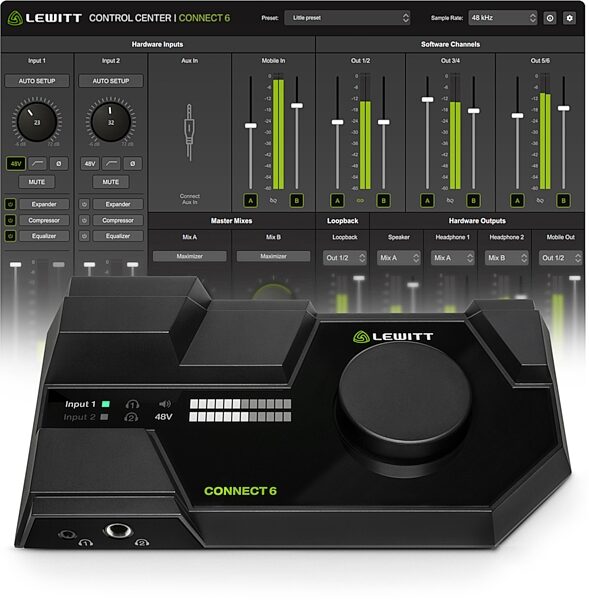Lewitt Audio Connect 6 DSP-Powered USB Audio Interface, New, Action Position Back