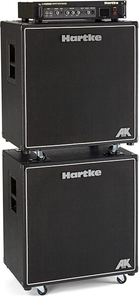Hartke AK410 Bass Cabinet (500 Watts, 4x10"), Stack (With Optional LH1000 and AK115 Cab)