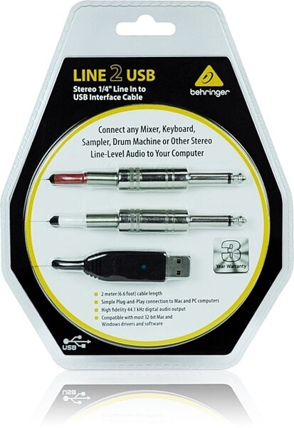 Behringer Line 2 TS 1/4" to USB Interface Cable, View 1