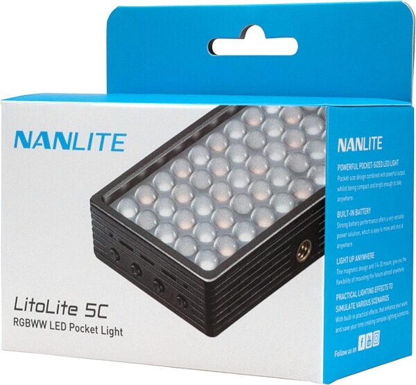NanLite LitoLite 5C RGBWW Mini LED Light Panel, Action Position Front