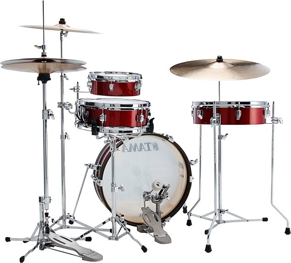 Tama Club-JAM Pancake Shell Kit, 4-Piece, Burnt Red, with 18&quot; Bass Drum, Action Position Back
