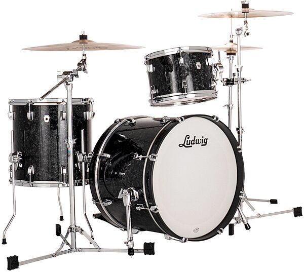 Ludwig LN34233TX Neusonic FAB 3-Piece Drum Shell Kit, Ebony Pearl, Blemished, Action Position Back