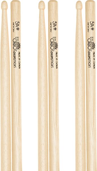 Los Cabos White Hickory Wood Tip Drumsticks, pack