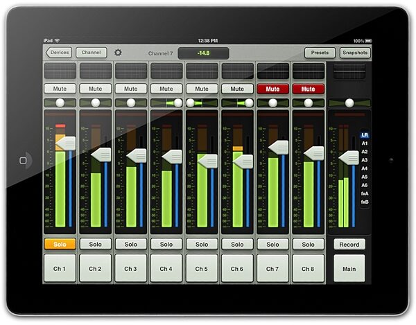 Mackie DL1608 Digital iPad Controlled Mixer (with 30-Pin Dock Connector), Mixer View