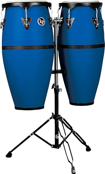 Latin Percussion Discovery Conga Set, Race Car Blue, 10 inch and 11 inch, Action Position Back