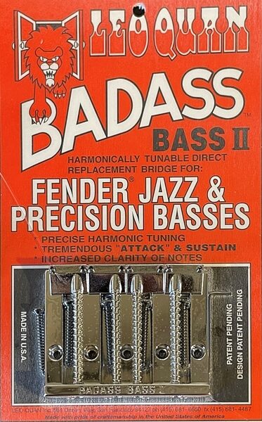 Leo Quan Badass II Bass Guitar Bridge, Main with all components Front