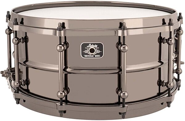 Ludwig Universal Brass Snare Drum, Black Nickel, 6.5x14&quot;, Warehouse Resealed, Action Position Back