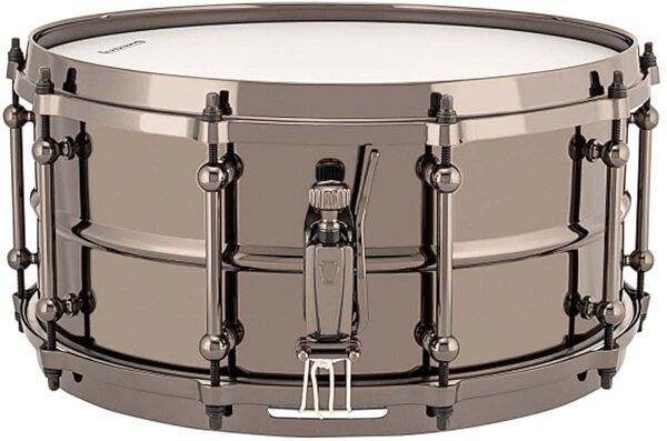 Ludwig Universal Brass Snare Drum, Black Nickel, 6.5x14&quot;, Warehouse Resealed, Action Position Back