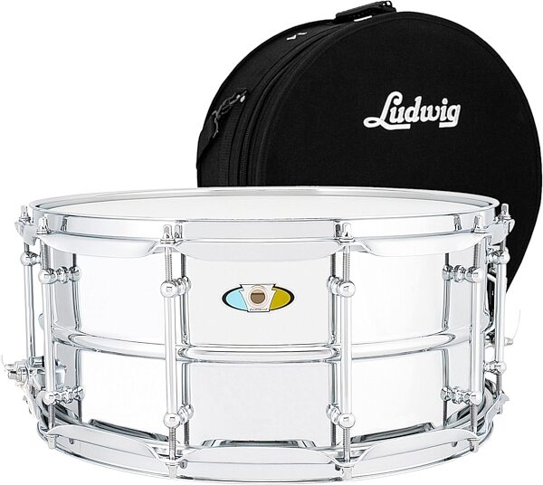 Ludwig Supralite Steel Snare Drum, 6.5x14&quot;, with Bag, pack