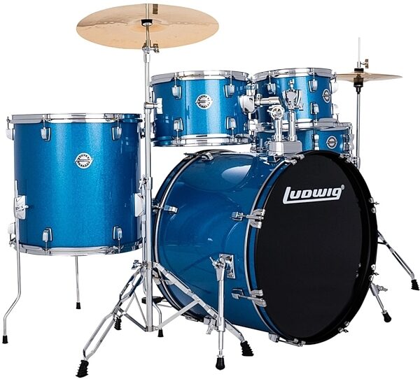 Ludwig LC195 Accent Drive Complete Drum Set, 5-Piece, Blue Sparkle, Main