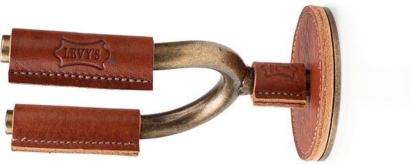 Levy's Brass Forged Guitar Hanger, Tan Leather, Action Position Front