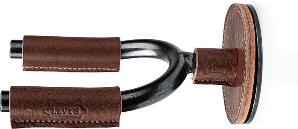 Levy's Smoke Forged Guitar Hanger, Brown Leather, Action Position Front