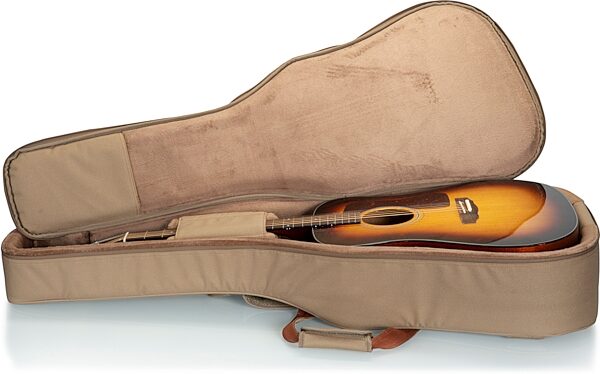 Levy's 200-Series Deluxe Dreadnought Acoustic Guitar Gig Bag, Tan, Detail Side