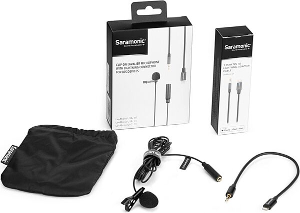 Saramonic LavMicro U1A Lavalier Microphone with Lightning Connector, Action Position Front