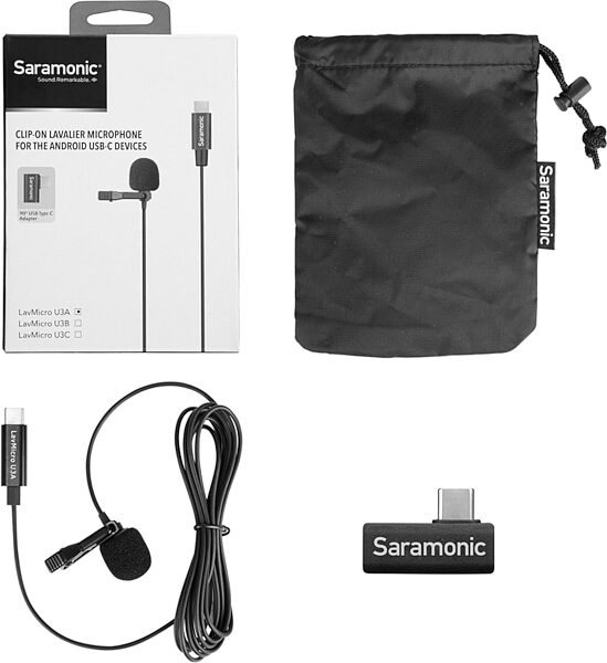 Saramonic LavMicro U3A Lavalier Microphone with USB-C Connector, Action Position Front