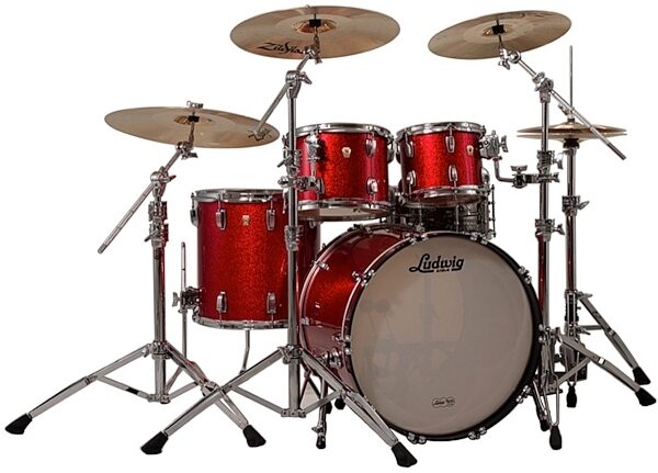 Ludwig Classic Maple Kit Drum Shell Kit, 4-Piece, Red Sparkle