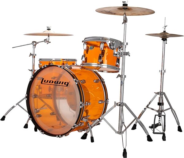 Ludwig Visatlite FAB 3-Piece Drum Shell Kit, Amber, with Ludwig Drum Rug, Action Position Back