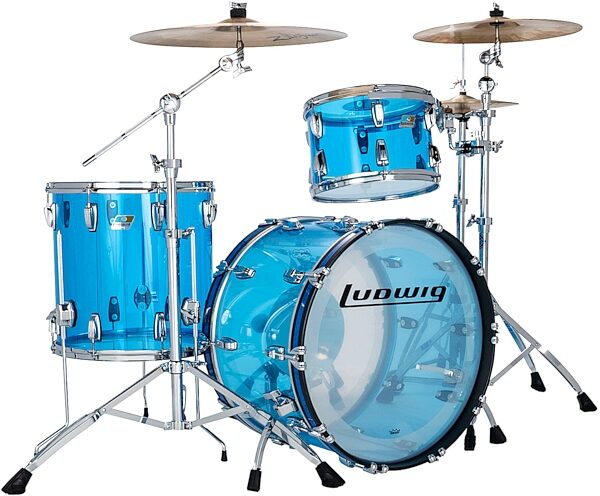 Ludwig Visatlite FAB 3-Piece Drum Shell Kit, Blue, Action Position Back