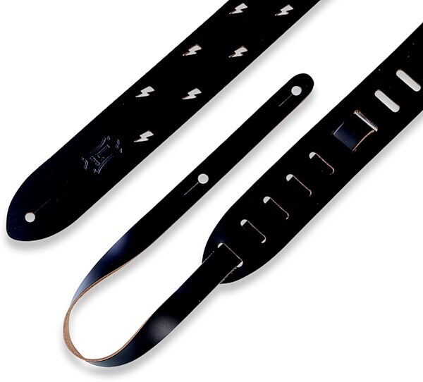 Levy's M12LBC Lightning Punch Out Leather Guitar Strap, Action Position Back