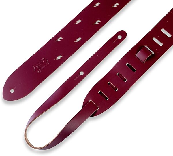 Levy's M12LBC Lightning Punch Out Leather Guitar Strap, Action Position Back