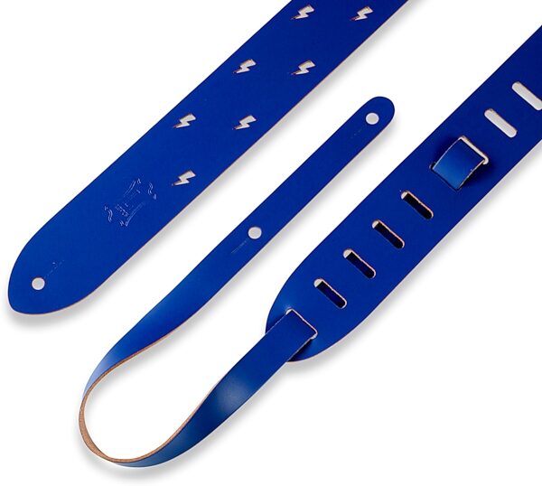 Levy's M12LBC Lightning Punch Out Leather Guitar Strap, Detail Side