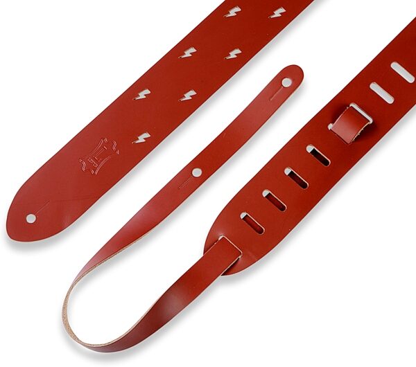 Levy's M12LBC Lightning Punch Out Leather Guitar Strap, Detail Side
